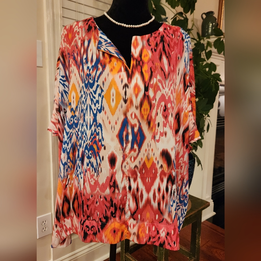 Chico's Colorful Ikat Print Blouse